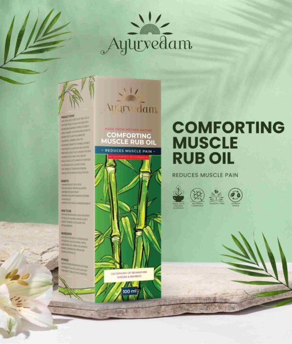 A package of Comforting Muscle Rub Oil