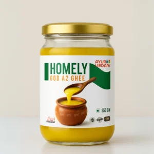 A jar of Homely God A2 Ghee by Ayurvedam (250g)