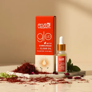 A bottle of Kumkumadi Elixir Oil by Ayurvedam - Buy Ayurvedic Medicines Online(100ml)