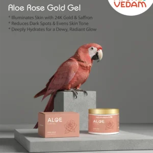 aloe-gold-saffron-luxe-gel-with-parrot-sitting-on-the-stone-alongside-box-and-bottle