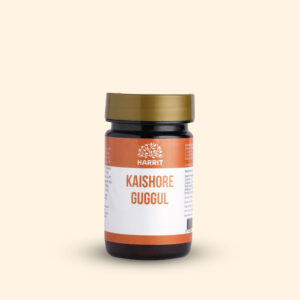 A bottle of Kaishore Guggul by Ayurvedam containing 60 tablets