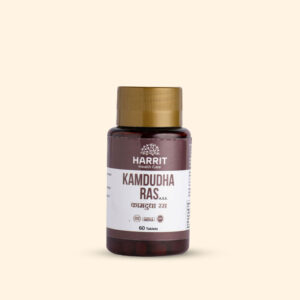 A bottle of Kamdudha Ras by Ayurvedam containing 60 tablets