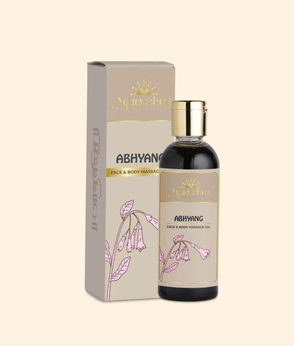 A bottle of Abhyang Oil by Ayurvedam 100ml