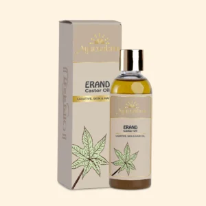A bottle of Cold Pressed Erand Castor Oil by Ayurvedam 100ml