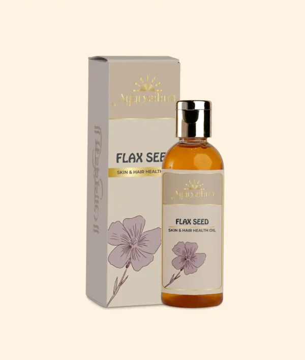 A bottle of Cold Pressed Flaxeed Oil by Ayurvedam 100ml