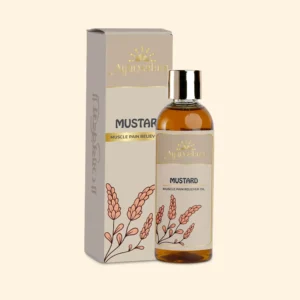 A bottle of Cold Pressed Mustard Oil by Ayurvedam 100ml