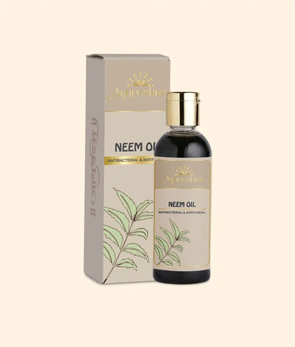 A bottle of Cold Pressed Neem Oil by Ayurvedam 100ml