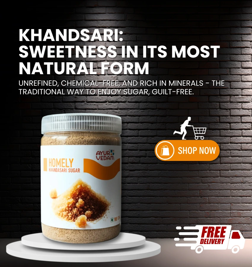 Buy Ayurvedic Medicines Online - Khandasari Sugar in a Jar, a product by Ayurvedam