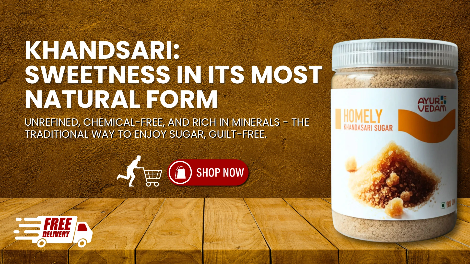 Khandasari Sugar in a Jar of 500g, a product by Ayurvedam