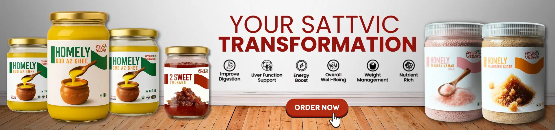 3 Jars of Ayurvedam Homely God A2 Ghee, 1 Jar of Ayurvedam Gulkand, 1 Jar of Ayurvedam Pink Sendhav, 1 Jar of Ayurvedam Khandsari Sugar