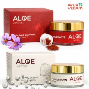 Ayurvedam's Aloe Pearl Silver and Aloe Gold Saffron Luxe Gels Creatives